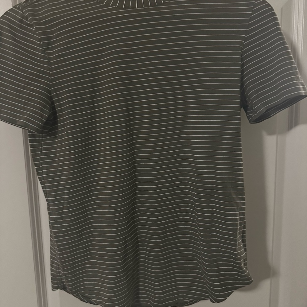 Lululemon Striped Green and White T-Shirt